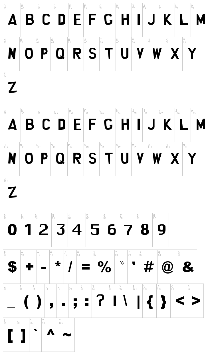 South Park font map
